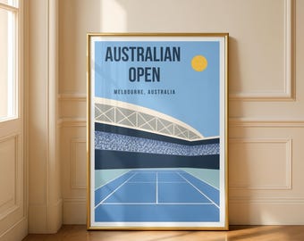 Pôster do Australian Open de Tênis | Impressão do Melbourne Park | Arte de Parede Minimalista de Tênis | Decoração de Grand Slam | Presente de Tênis | Austrália
