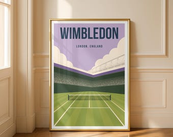 Wimbledon Tennis Poster | Centre Court Print | Minimalist Tennis Wall Art | Grand Slam Decor | Tennis Gift | London England