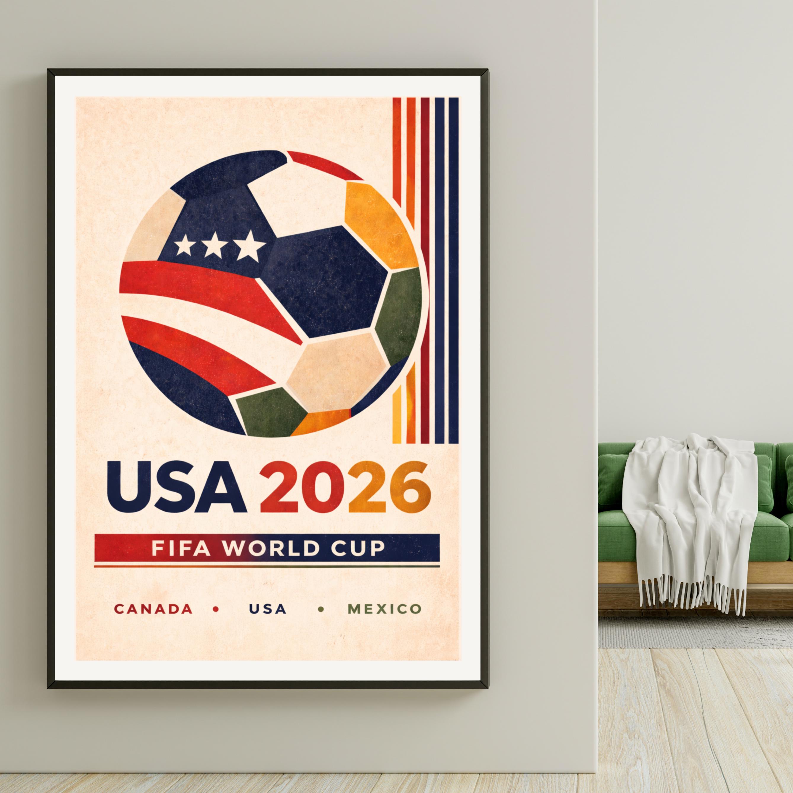 USA World Cup 2026 Retro Football Poster | Soccer Wall Art, Canada ...