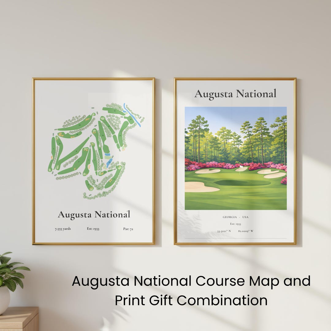 Augusta National Golf Course Map and Landscape Print (digital Download ...