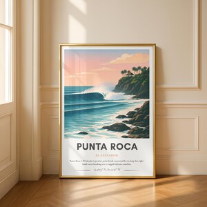 Punta Roca Surf Poster El Salvador | Point Break Wave Print | Minimalist Beach Wall Art | Coastal Decor | Surfer Gift | Ocean Art