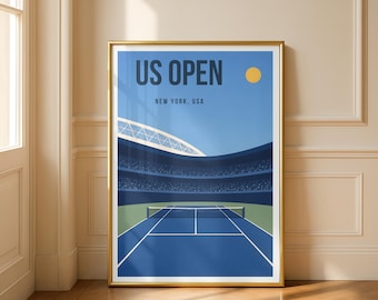 US Open Tennis Poster | Arthur Ashe Stadium Print | Minimalist Tennis Wall Art | Grand Slam Decor | Tennis Gift | New York