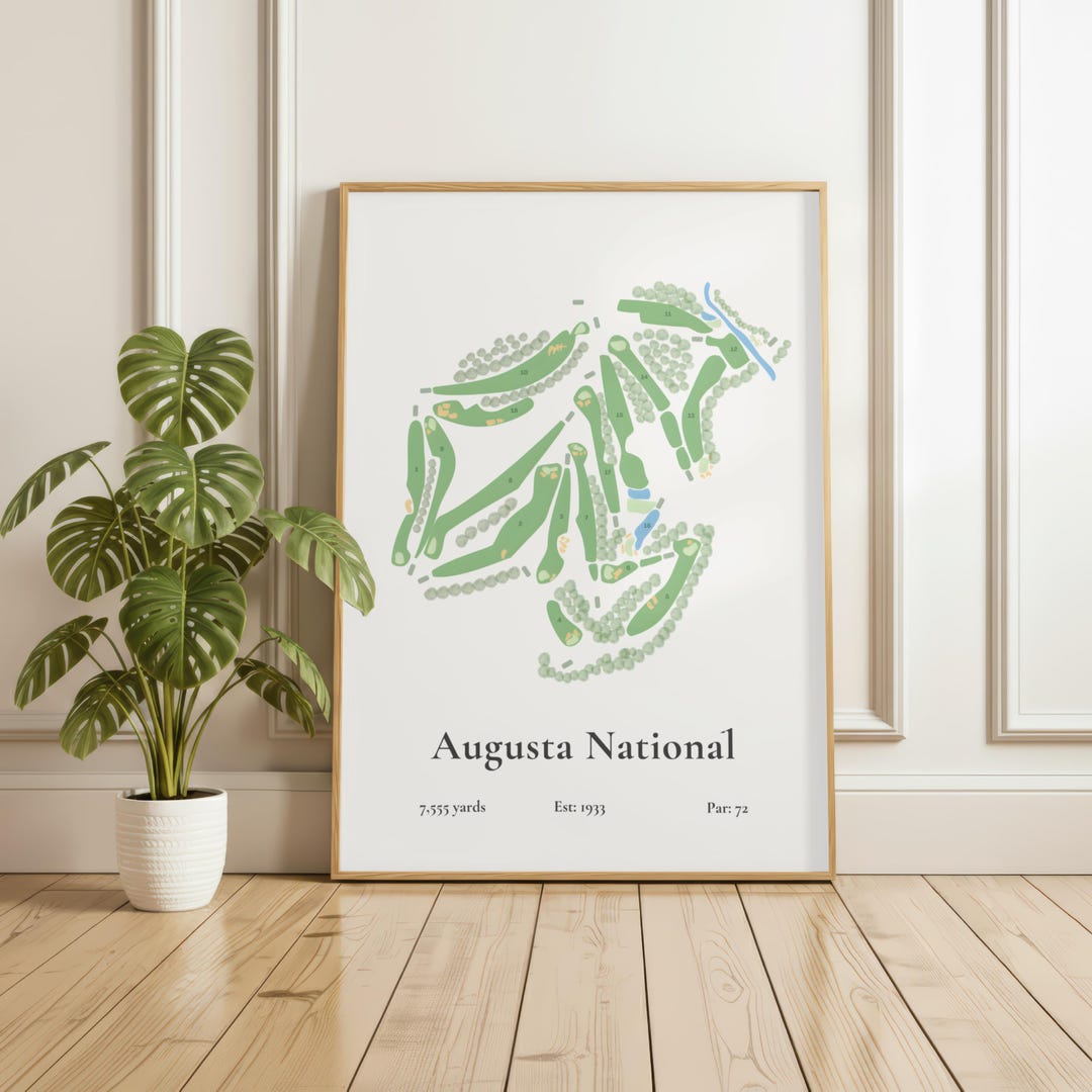 Augusta National Golf Course Map Print | Masters Layout Wall Art ...