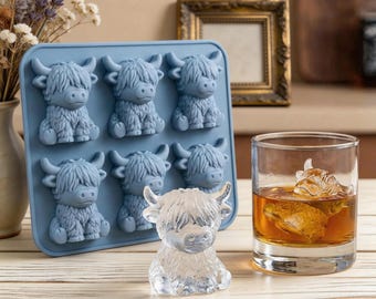 Adorabile stampo per cubetti di ghiaccio in silicone a forma di mucca delle Highlands - Mini stampo per cubetti di ghiaccio a forma di mucca delle Highlands, per whisky, cocktail, bevande, regalo perfetto per gli amanti delle mucche