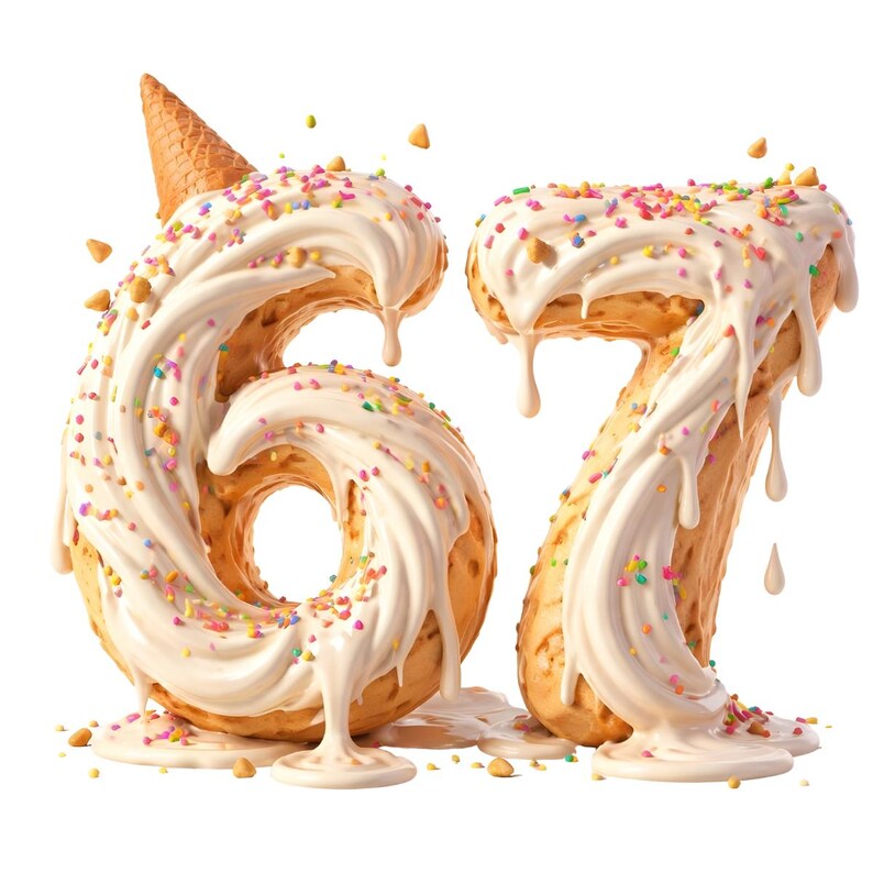 Six Seven Ice Cream Drip Sports Cool Meme PNG | Funny 67 Number PNG ...