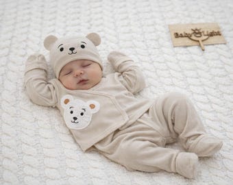 Conjunto unisex de ropa para bebé - 5 piezas - Regalo - 100% algodón - Conjunto de ropa acanalada, 56–62 cm, 0-3 meses - Baby shower, sesión de fotos