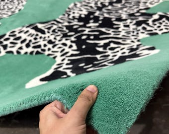 Handmade Leopard Pattern Rug 8x10 9x12 Custom Green Jungle Wild Animal Carpet for Living Room Bedroom Nursery Room Cat Home Decor