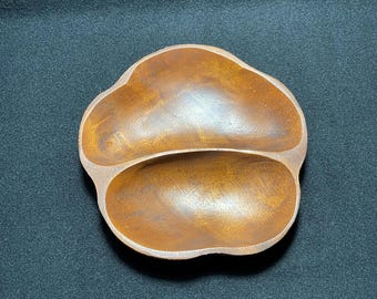 Vintage/MCM Divided Monkey Pod Wood Dish