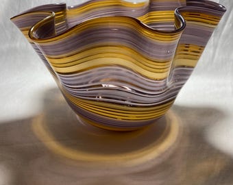 Vintage MCM Fazzoletto Murano Glass Hankerchief Bowl