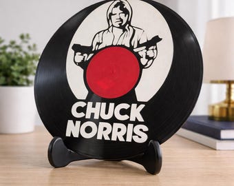 Chuck Norris Vinyl Record Wall Art | Recycled LP Fighter Decor (Man Cave)