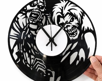 Iron Maiden Vinyl Record Clock – Eddie Heavy Metal Wall Art – Rock Band Decor