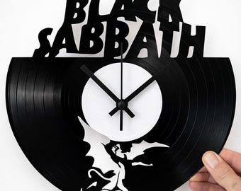 Black Sabbath Vinyl Record Clock – Handmade Heavy Metal Wall Art – Recycled LP Music Decor