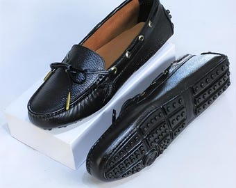 Handmade Leather Women’s Loafers, Real Cowhide Flat Shoes, Comfortable Everyday Shoes