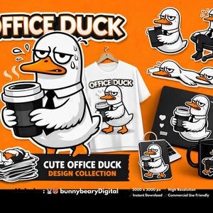 Deadpan Office Duck PNG Clipart, Funny Corporate Duck Illustration, Digital Download