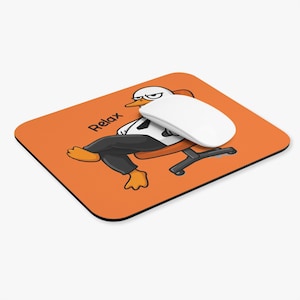 Relax Duck kontorsstol illustration musmatta | Orange rektangulär skrivbordsmatta