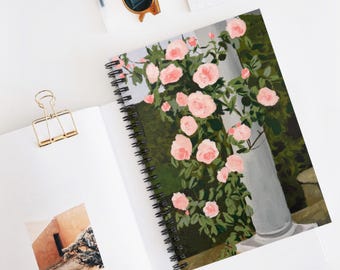 魅惑の花 ピンクのつるバラ スパイラルノート | 罫線入りジャーナル