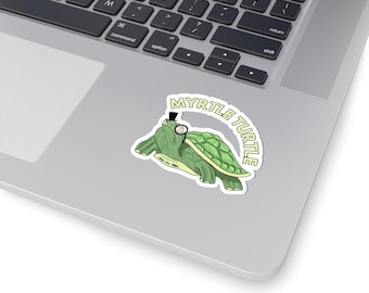 Myrtle Turtle sticker | Kiss-cut turtle decal, top hat & monocle vinyl