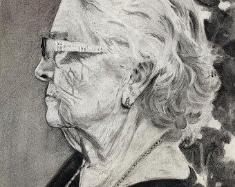 手描きの木炭画、白黒アート、愛する人のカスタムドローイング