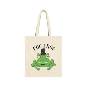 Pog Frog Tote Bag | Hand-Illustrated Top Hat Canvas Bag