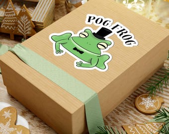 Pog Frog Top Hat Bowtie Sticker | Dapper Frog Vinyl Decal, Laptop Accent