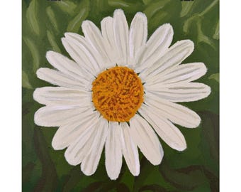 White Daisy Illustration Matte Vertical Poster | Floral Wall Art