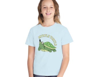 マートルタートル ユースTシャツ | 手描きの漫画イラスト、ガーメントダイコットン