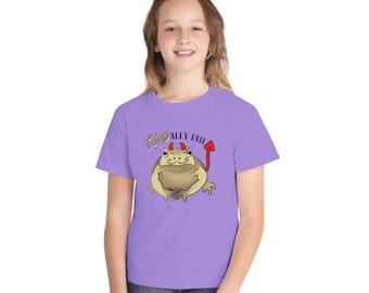 トードリー・イービル・トード・ユースTシャツ｜怒ったカエルのイラスト、キッズ半袖シャツ