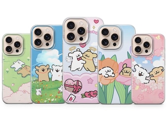Maltese Happy Together Phone Case Cute Dog Cartoon Kawaii Puppy for iPhone 17 Air 16e 15 Pro Max | Samsung S26 Ultra S25+ | Google Pixel 10