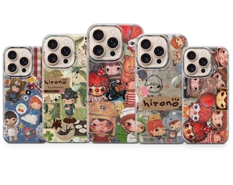Hirono Pop Mart Phone Case Art Collage Toy Aesthetic Cover for iPhone 17 Air 16e 15 Pro Max 14 13 | Samsung S26 Ultra S25+ | Google Pixel 10