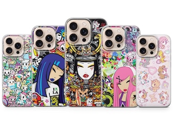Tokidoki Phone case Kawaii Sticker Collage Cover for iPhone 17 Air 16e 15 Pro Max, Samsung S26 Ultra S25+, Google Pixel 10 XL 9A