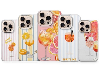 Aperol Spritz Phone Case Italian Summer Aesthetic for iPhone 17 Air 16e 15 Pro Max 14 13 | Samsung S26 Ultra S25+ S24 FE | Google Pixel 10