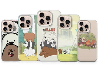 We Bare Bears Handy Hülle Cartoon Cover für iPhone 17 Air 16e 15 Pro Max, Samsung S26 Ultra S25+, Google Pixel 10 XL 9A