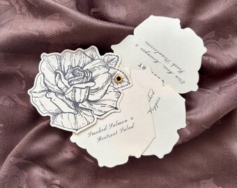 Menú de boda con abanico floral / Recuerdo de boda interactivo de lujo / Diseño floral dibujado a mano (SOLO EJEMPLO)