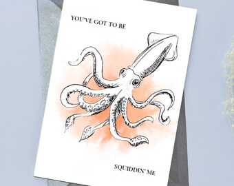 Tarjeta de felicitación con juego de palabras de animales hecha a mano.