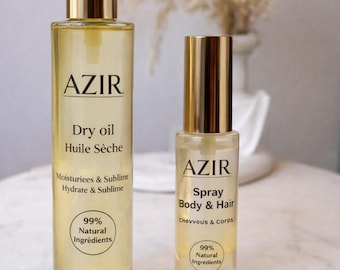 Huile Sèche Naturelle – Body Oil Hydratante – Huile Argan Maroc – Peau Douce & Brillante – Soin Bio Luxe – AZIR Beauty