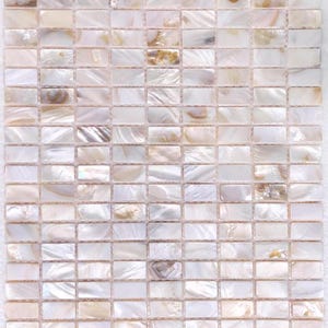 Mosaico de azulejos con forma de dedos de concha blanca / Azulejo para salpicadero de cocina de nácar / Azulejo decorativo para pared de ducha de baño
