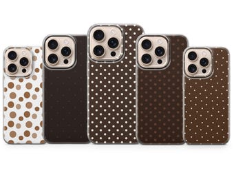 Polka Dot Phone Case Brown Pattern Cover for iPhone 17 Pro Max, 16e, 15, 14, 13 & Samsung S26 Ultra, S25 FE, A57, A56, Pixel 10, 9A