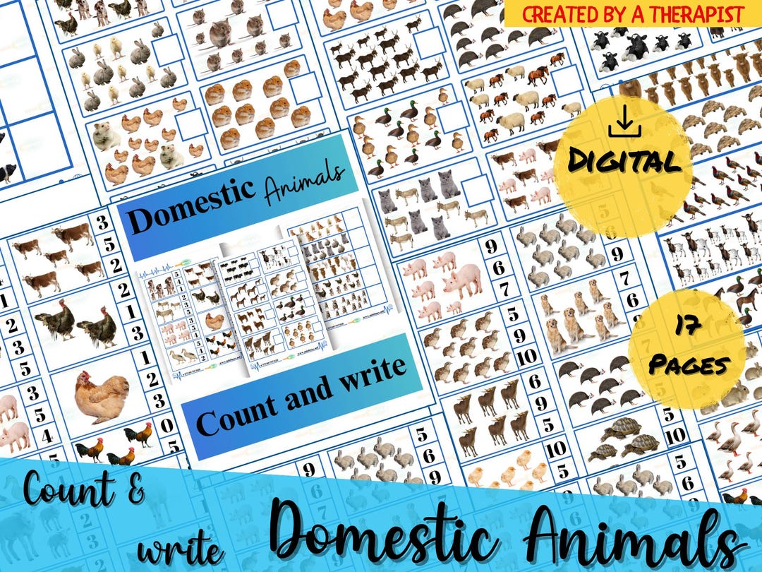 Farm Animals Math - Count, Circle & Write 1-20 - Etsy