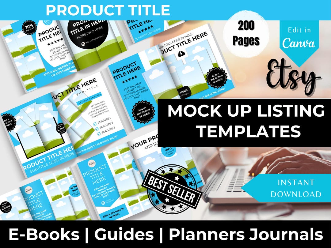 Etsy Listing Templates Canva Commercial Use (PLR) – 200 Editable Mockup ...