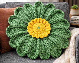 Daisy Pillow Crochet Pattern PDF, Flower Cushion Decor, Amigurumi Flower Pillow, Home Decor Gift Idea, Crochet Pattern Digital Download