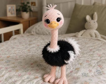 Ostrich Crochet PDF Pattern – Sweet Nursery Companion with Detailed Instructions, Handmade Gift for Kids, Instant Digital Download