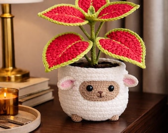 Coleus Lamb Crochet Pattern PDF, Amigurumi Lamb Flower Pot, 30 cm Crochet Flower Pot Decor, Farm Animal Home Decor Pattern, Digital Download