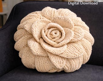 Rose Pillow Crochet Pattern PDF for Amigurumi Home Decor, Soft Floral Cushion, Easy DIY, Instant Digital Download