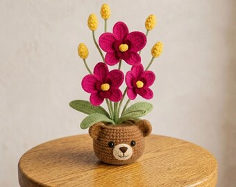 Flower Pot Crochet Pattern PDF – Amigurumi Bear Planter with Flowers, Cute Gift for Kids & Home Decor, Easy DIY, Digital Download