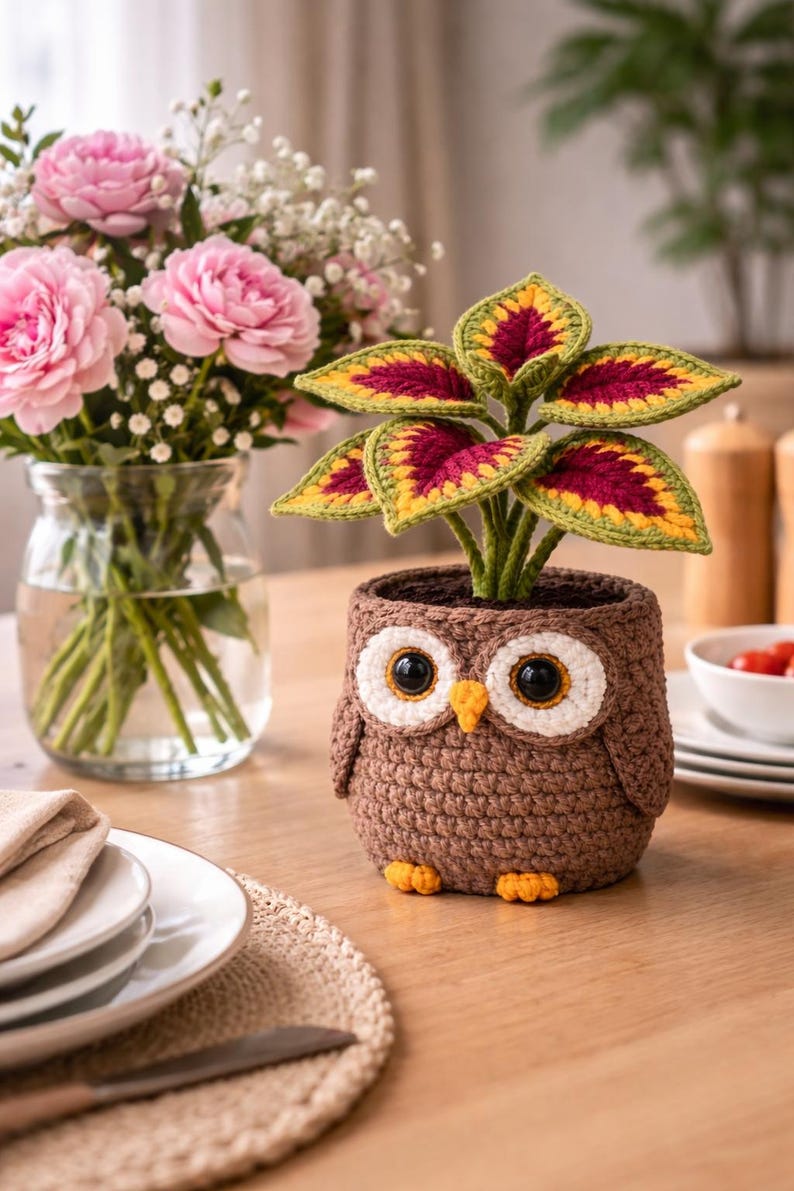 Owl Plant Pot Crochet Pattern PDF – Amigurumi Owl Flower Pot for Kids Room Decor, Cute Gift Idea, Easy DIY, Digital Download image 5