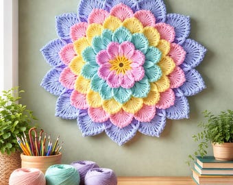 Crochet Flower Wall Decor Pattern PDF, Mandala Wall Hanging, Floral Crochet Decor, Home Decor Gift, Cute Amigurumi Pattern