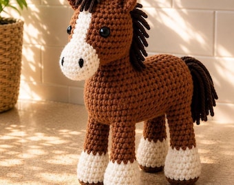 Horse Crochet PDF Pattern – Cute Pony Toy for Kids, Detailed Amigurumi Tutorial, Instant Digital Download