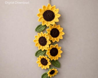 Sunflower Crochet Wall Hanging Pattern PDF, Crochet Wall Decor, Sunflower Wall Art, Cute Crochet Pattern, Home Decor Gift, Amigurumi Pattern