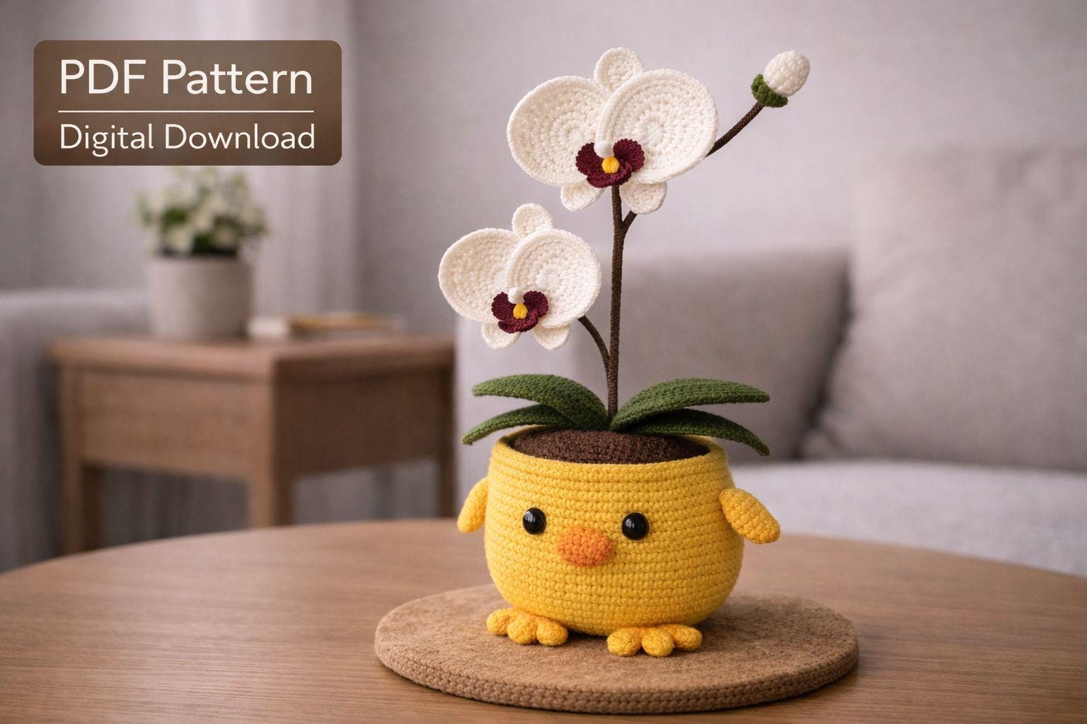 21 Orchid Crochet Patterns to Stitch Elegant Blooms for Home Decor and Gifts 19 Orchid Cute Amigurumi Chick Flower Pot