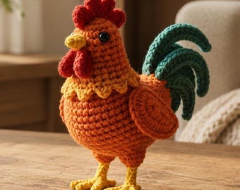 Rooster Crochet PDF Pattern – Charming Amigurumi Farmhouse Decor with Detailed Instructions, Handmade Toy for Kids, Instant Digital Download